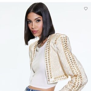 Alice + Olivia Gold Studded Blazer